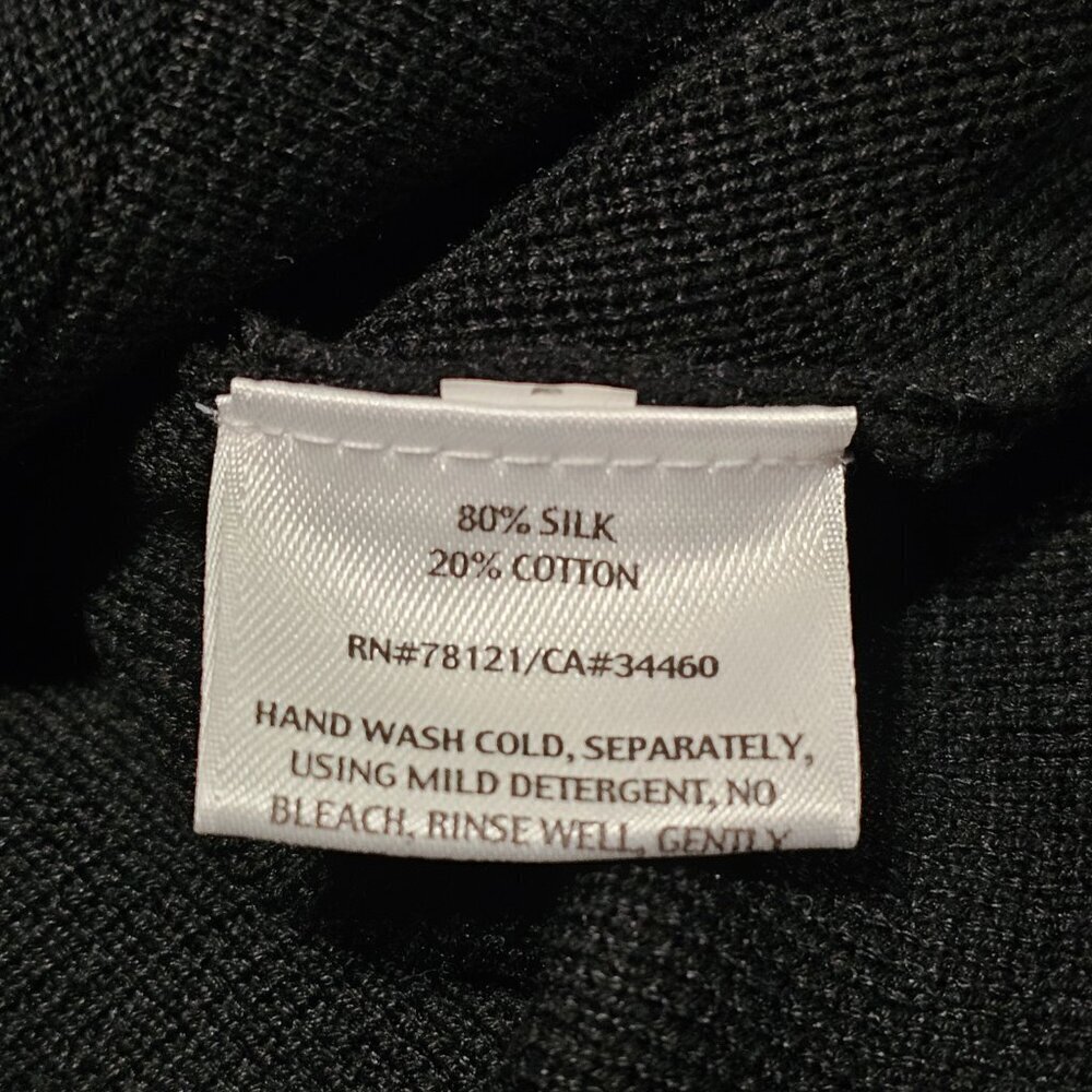 Eileen Fisher Button Up Mock Neck Kimono Jacket Women Size L Black Silk/Cotton - Picture 10 of 13